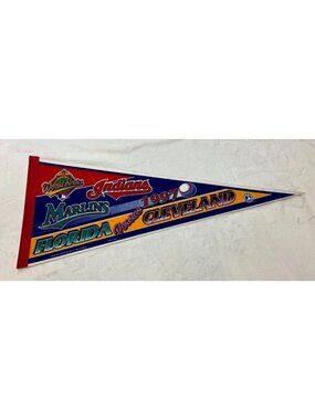 Vintage 1997 Florida Marlins vs Cleveland Indians World Series pennant
